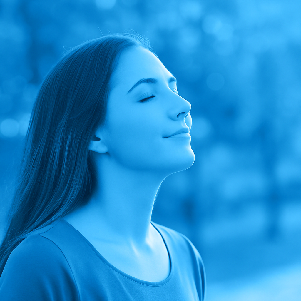 Friss levegőt élvező nő klíma használat közbe