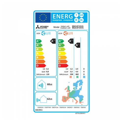 Mitsubishi MSZ-EF50VGKB/MUZ-EF50VG Zen Prémium oldalfali split klíma szett - 5 kW